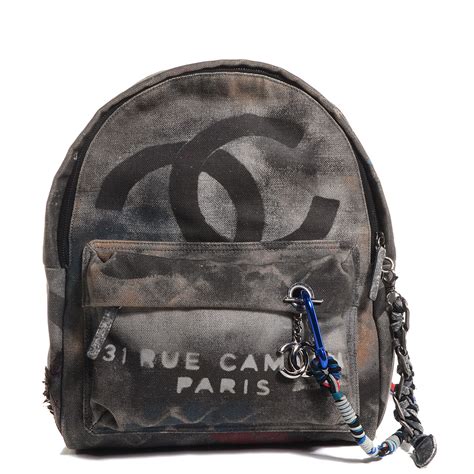 chanel graffiti printed canvas medium backpack grey|chanel backpack graffiti price.